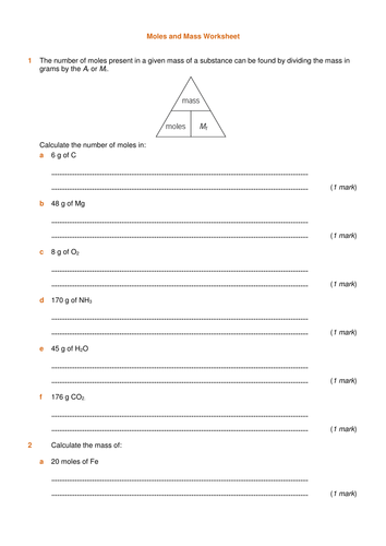 Relative Masses and Moles