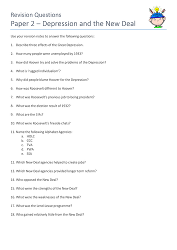 AQA GCSE History (old spec) - Paper 2 Revision Questions