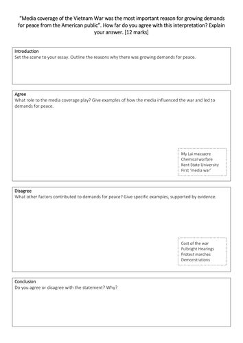 AQA GCSE History (old spec) - Paper 2 Exam Question Planning
