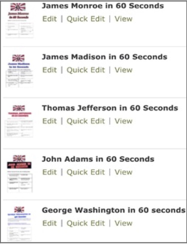 First 5 Presidents  60 Seconds at a Time