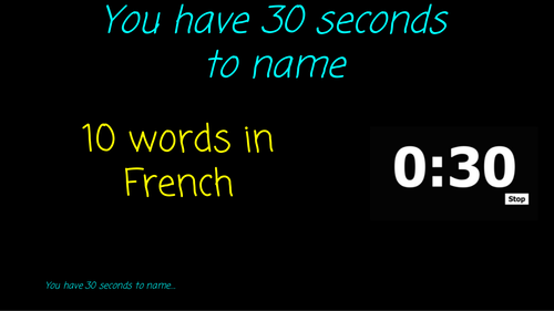 30 seconds to name Tutor Time Game
