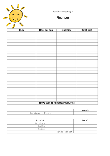 Enterprise Project Finance Sheet