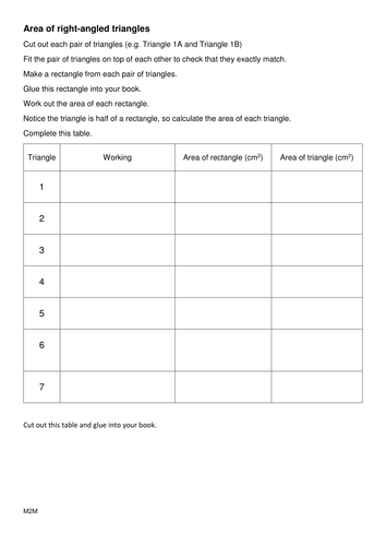 Area of right-angled triangles