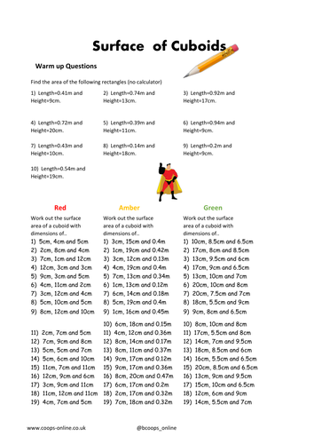 Surface Area Sheets