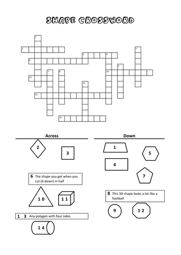 Shape Crossword Teaching Resources