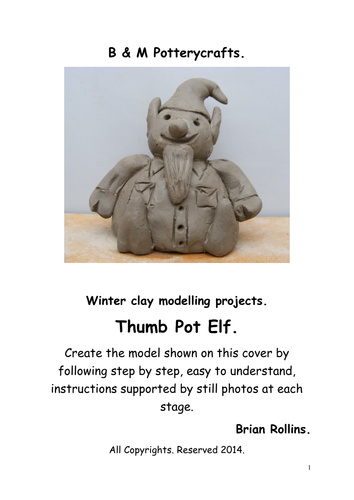 Thumb Pot Elf . Christmas model in clay.