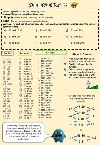 Simplifying Ratios Super Sheet