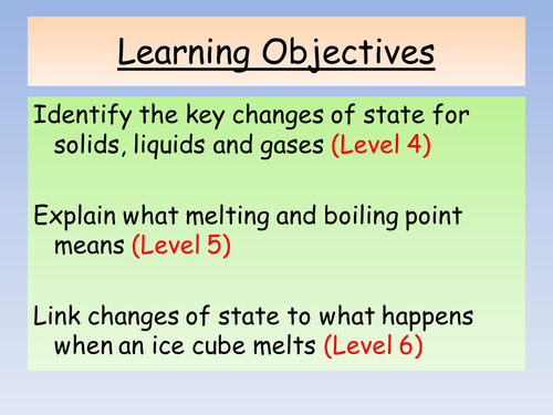 Chemistry Corner KS3 Year 7 Topic - Changes of State lesson