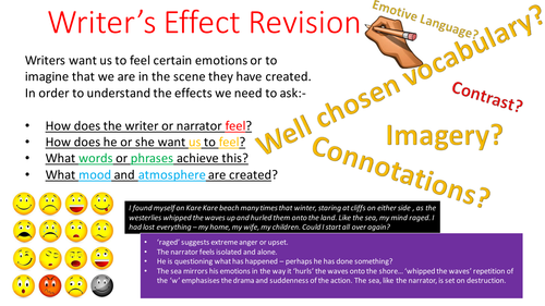 Looking at Writer's Effect - Thinking points for students when analysing language - PEE alternative
