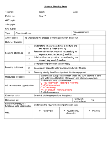 Chemistry Corner KS3 Year 7 Topic - Filtering