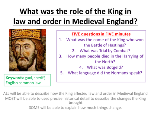 Crime and Punishment - What was the role of the King in Medieval Law Enforcement?