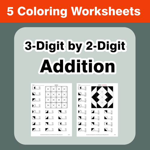 3 Digit by 2 Digit Addition Coloring Worksheets Teaching Resources