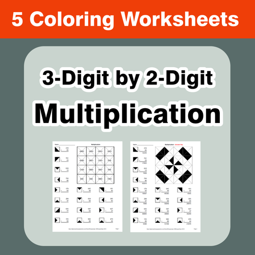 3 Digit By 2 Digit Multiplication Coloring Worksheets Teaching 