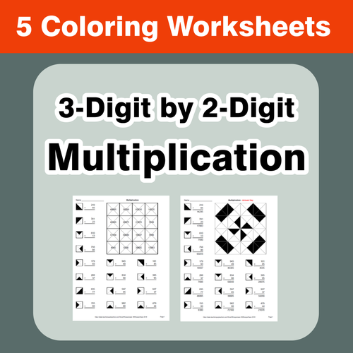 3-Digit by 2-Digit Multiplication - Coloring Worksheets