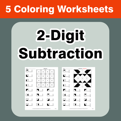 2 digit subtraction coloring worksheets teaching resources