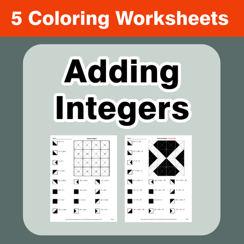 Adding Integers - Coloring Worksheets