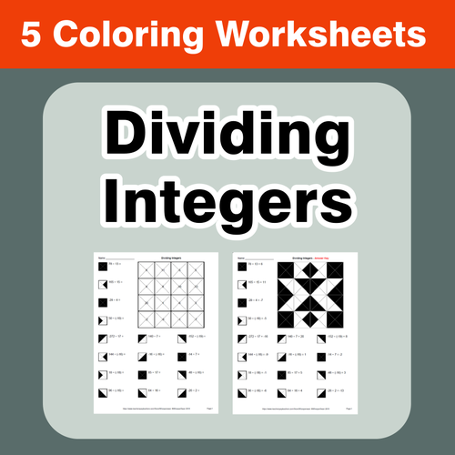 Dividing Integers - Coloring Worksheets