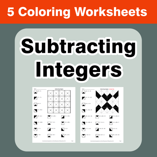 Subtracting Integers - Coloring Worksheets