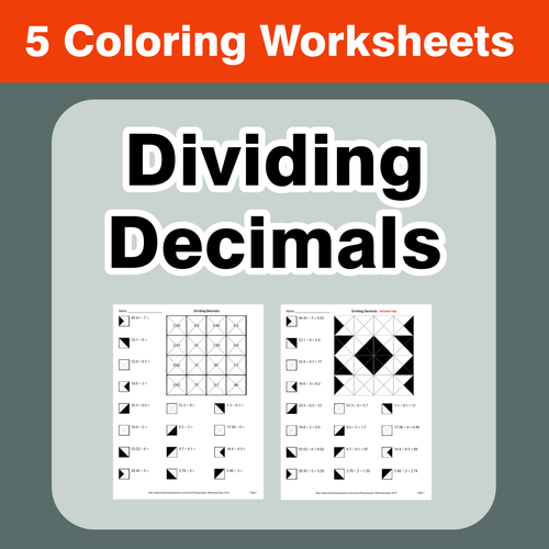 Dividing Decimals - Coloring Worksheets