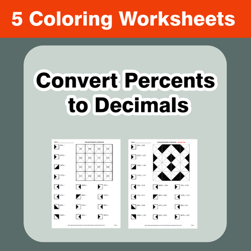 Convert Percents to Decimals - Coloring Worksheets