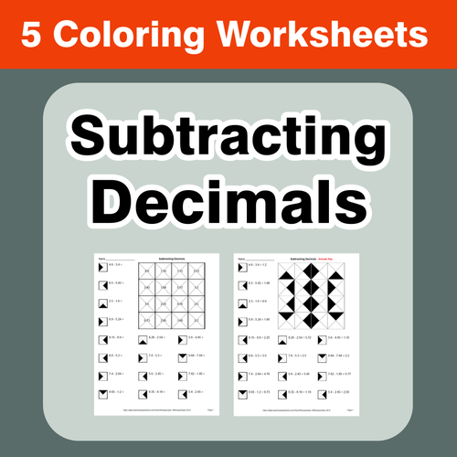 Subtracting Decimals - Coloring Worksheets