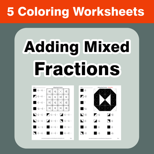 Adding Mixed Fractions - Coloring Worksheets