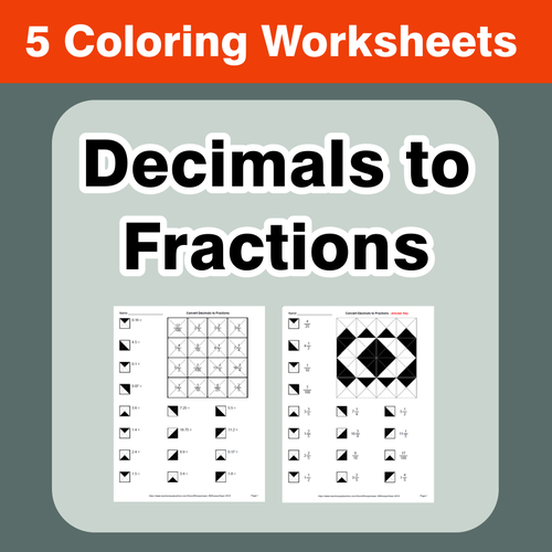 Convert Decimals to Fractions - Coloring Worksheets