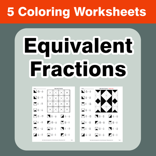 equivalent fractions coloring worksheets teaching resources