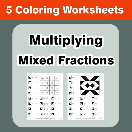Multiplying Mixed Fractions - Coloring Worksheets