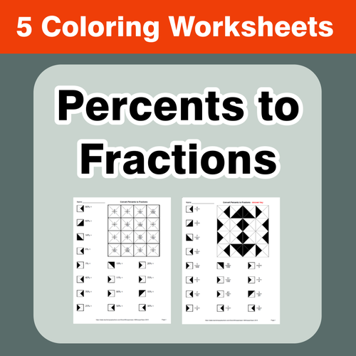 Convert Percents to Fractions - Coloring Worksheets