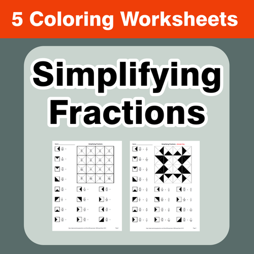 Simplifying Fractions - Coloring Worksheets