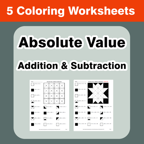 Absolute Value - Addition & Subtraction - Coloring Worksheets