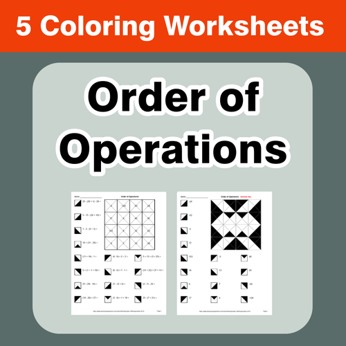 Order of Operations - Coloring Worksheets