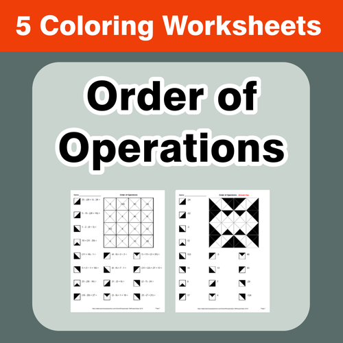 Order of Operations - Coloring Worksheets | Teaching Resources