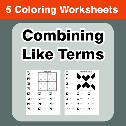 Combining Like Terms - Coloring Worksheets | Teaching Resources