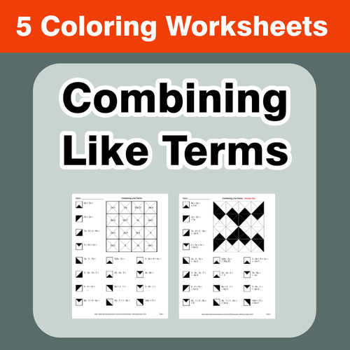 Combining Like Terms - Coloring Worksheets