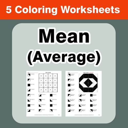 Mean (Average) - Coloring Worksheets