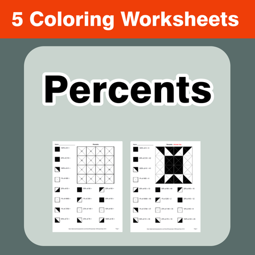 Percents - Coloring Worksheets