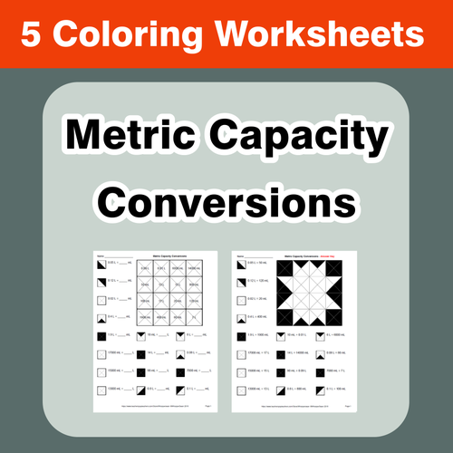 Metric Capacity Conversions - Coloring Worksheets