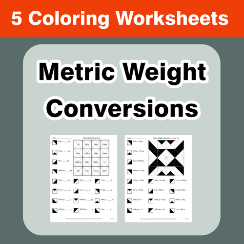 Metric Weight Conversions - Coloring Worksheets