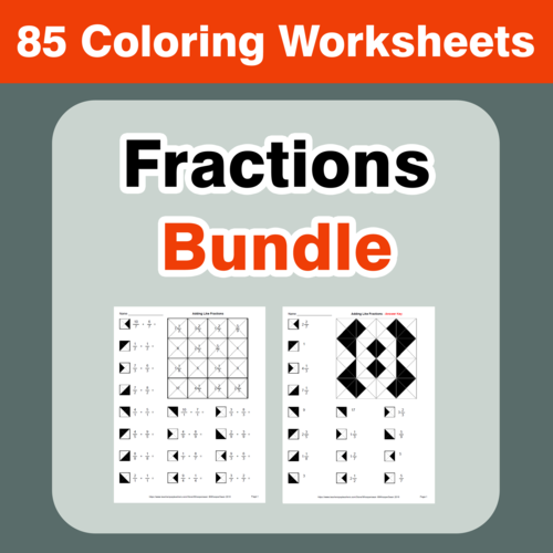 fractions coloring worksheets bundle teaching resources