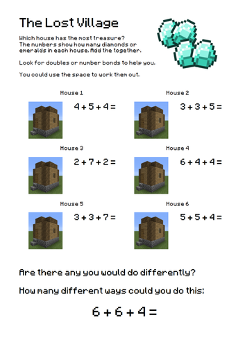 Adding Three Small Numbers | Minecraft Maths