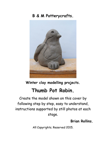 Thumb Pot Robin. Christmas model in clay.