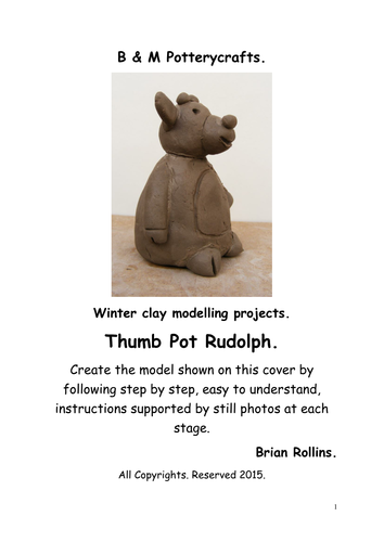 Thumb Pot Rudolph. Christmas model in clay.