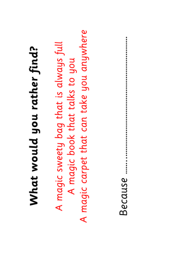 Would You Rather... questions for KS1