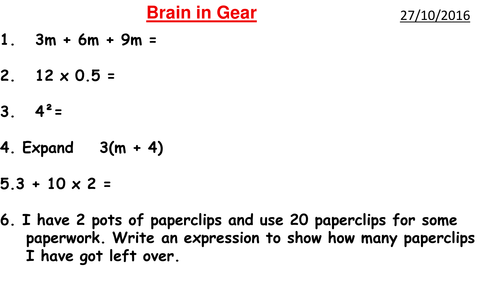 Creating algebraic expressions