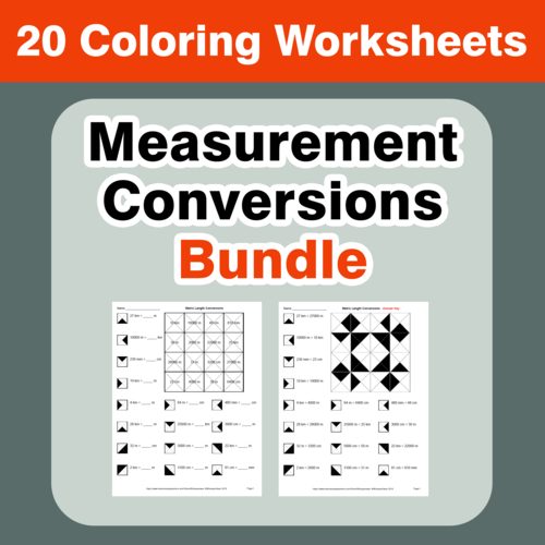 Measurement Conversion Coloring Worksheets Bundle