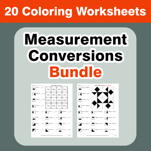 Measurement Conversion Coloring Worksheets Bundle Teaching Resources