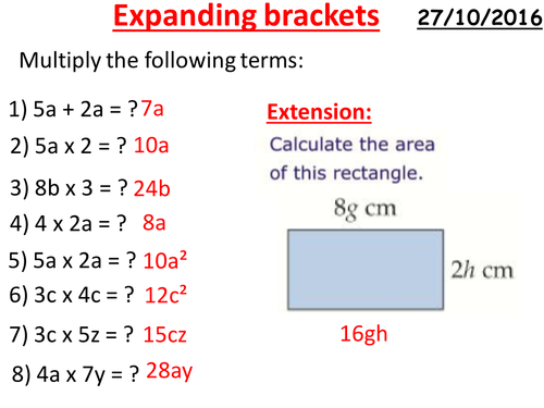 Expanding brackets