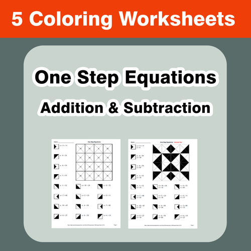 One Step Equations Addition Subtraction Coloring Worksheets Teaching Resources